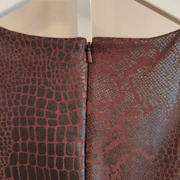 Chicos Sheath Dress Size 1 Medium Brown Mixed Animal Print Safari Knee Length - Picture 6 of 9